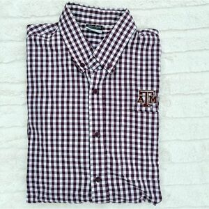 Texas A&M Button Up Shirt Men's Medium Collegiate Outfitters Maroon Checkered